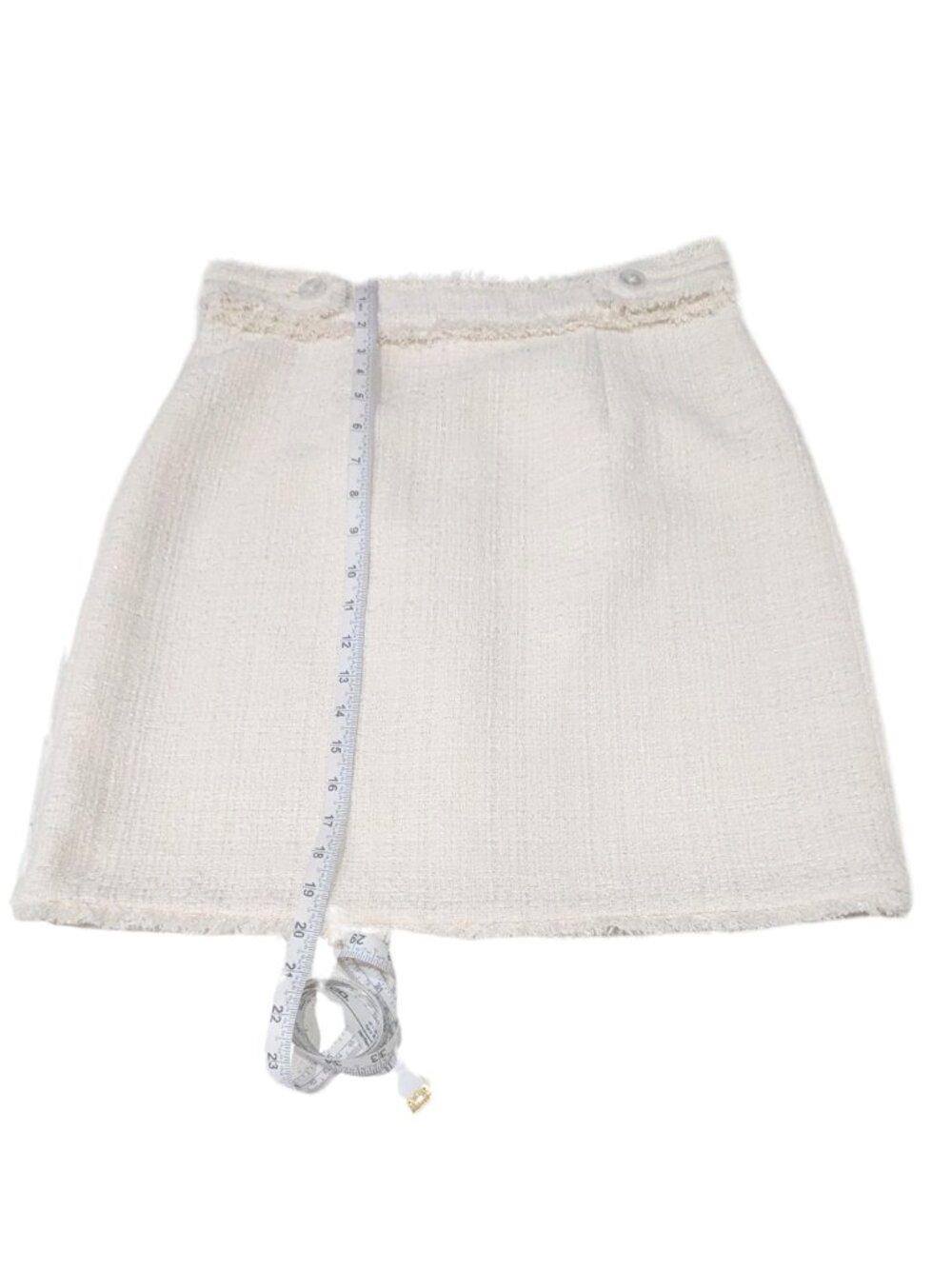 Brooks Brothers Ivory Metallic Tweed Fringe Skirt Size 6 NWT - Picture 6 of 9